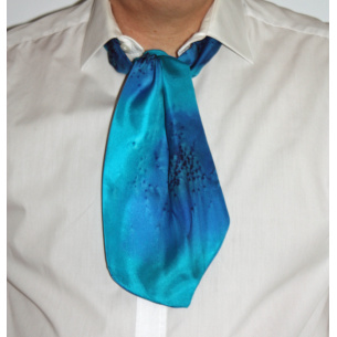navy royal blue and turquoise silk cravat 1458