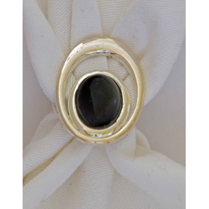 black silver plate oval scarf clasp_5012323