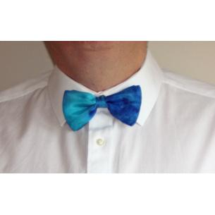 aqua and royal blue ready tied silk bow tie 8798