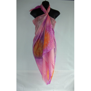 orange violet and pink silk sarong 2376
