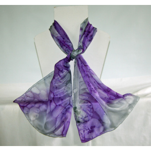 purple and grey long silk scarf medium